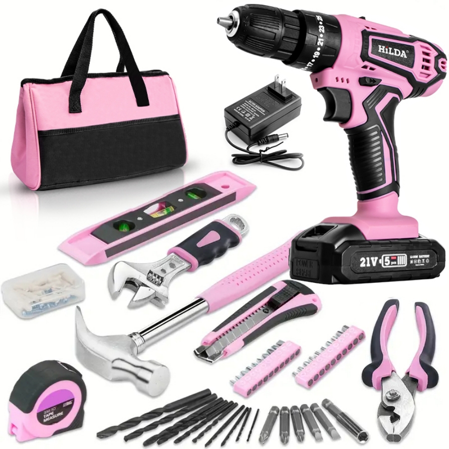 Power Tools Pink - HILDA 21V Pink Drill Electric Drill