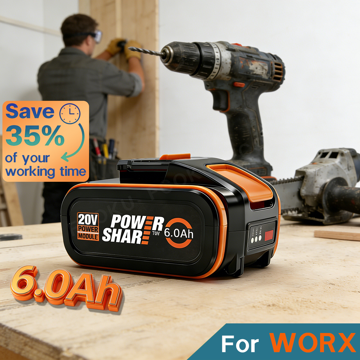 For Worx 20V 6.0Ah Lithium Bat - Power Tools Ltd recensie en prijs
