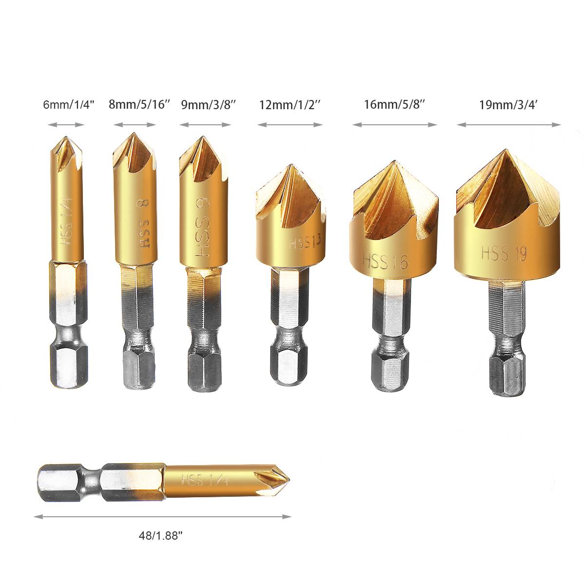 6 Pcs 6mm-19mm 5 Flute HSS Cou - Power Tools Quotes recensie en prijs