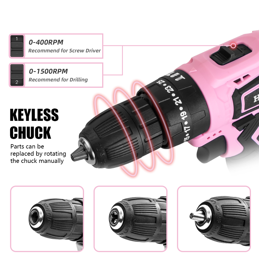 HILDA 21V Pink Drill Electric  - Power Tools Pink recensie en prijs